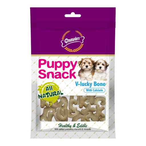 AL-292.png Gnawlers V-Lucky Bone Puppy Snack-Calcium 270g - Image 1
