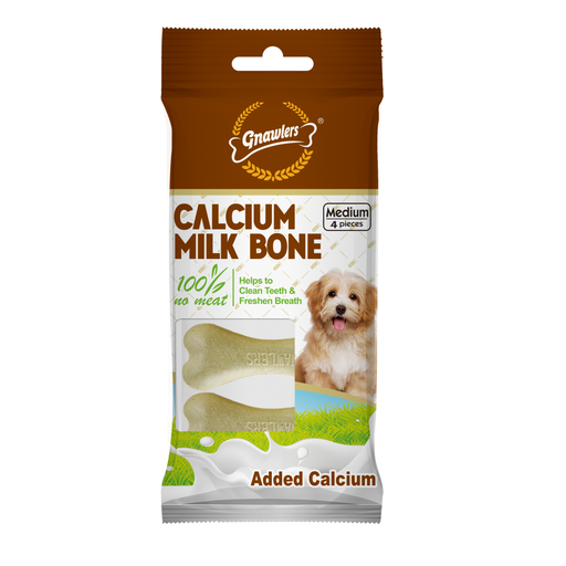 AL-298.png Gnawlers Calcium Milk Bone 3" Medium-Snack For Dogs- 4pcs/pack-90g - Image 1