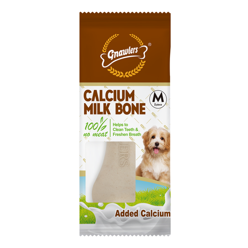 AL-299.png Gnawlers Calcium Milk Bone 3" Medium-Snack For Dogs-23g - Image 1