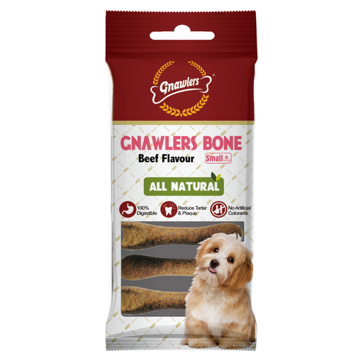 AL-303.png Gnawlers Bone 3" Small-Snack For Dogs-Beef-6pcs/pack-108g - Image 1