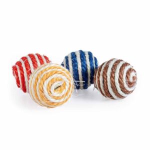 Duvo+ Striped Sisal Balls With Sound Mixed colors – Cat Toy 5x5x5cm