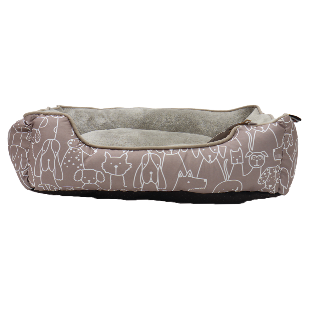 12942.jpg Aahha Squarey L46 X w36 X h42Cms Flannel Beige Doggies Love - Image 1