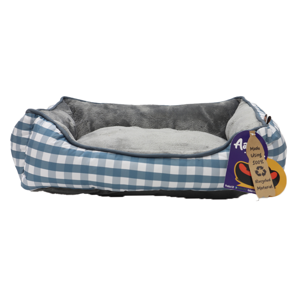 12997.jpg Aahha Squarey L46 X w36 X h42Cms Flannel Blue Grey Checkered - Image 1