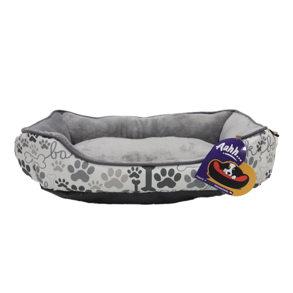 13017.jpg Aahha Squarey L46 X w36 X h42Cms Flannel Grey Paw & Bones - Image 1