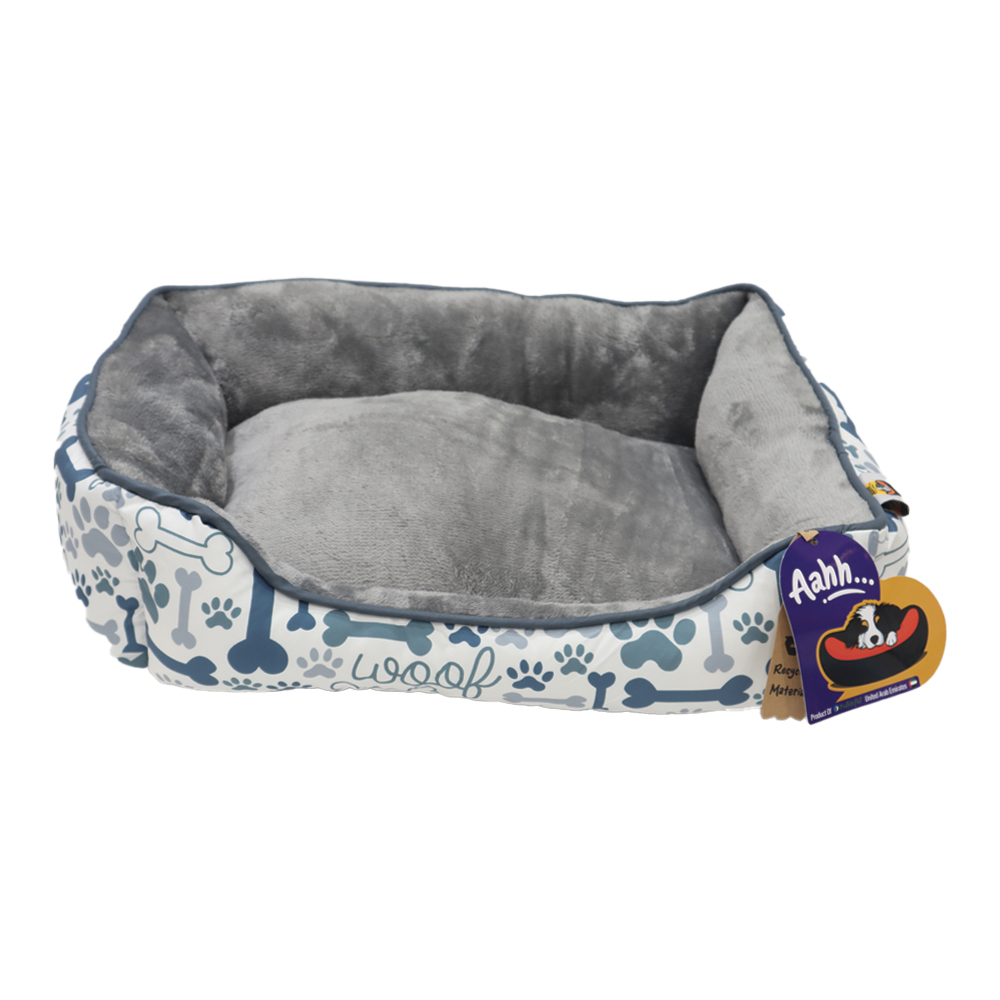 13024.jpg Aahha Squarey L46 X w36 X h42Cms Flannel Blue Grey Paw & Bones - Image 1
