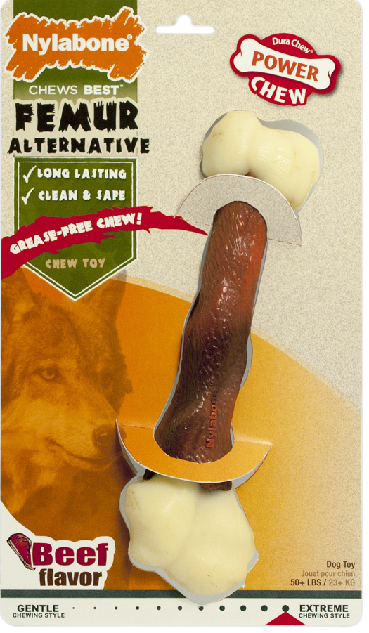 1702385946594053881.png Nylabone Power Chew Animal Part Alternative Femur Beef Large - Image 1
