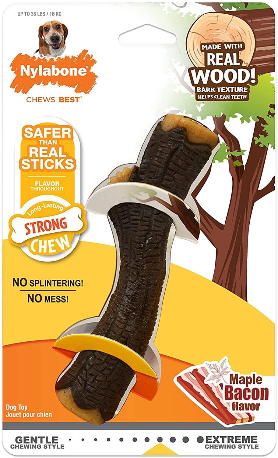 1703917702698738599.jpg Nylabone Strong Chew Stick - Real Wood with Maple Bacon Wolf - Image 1