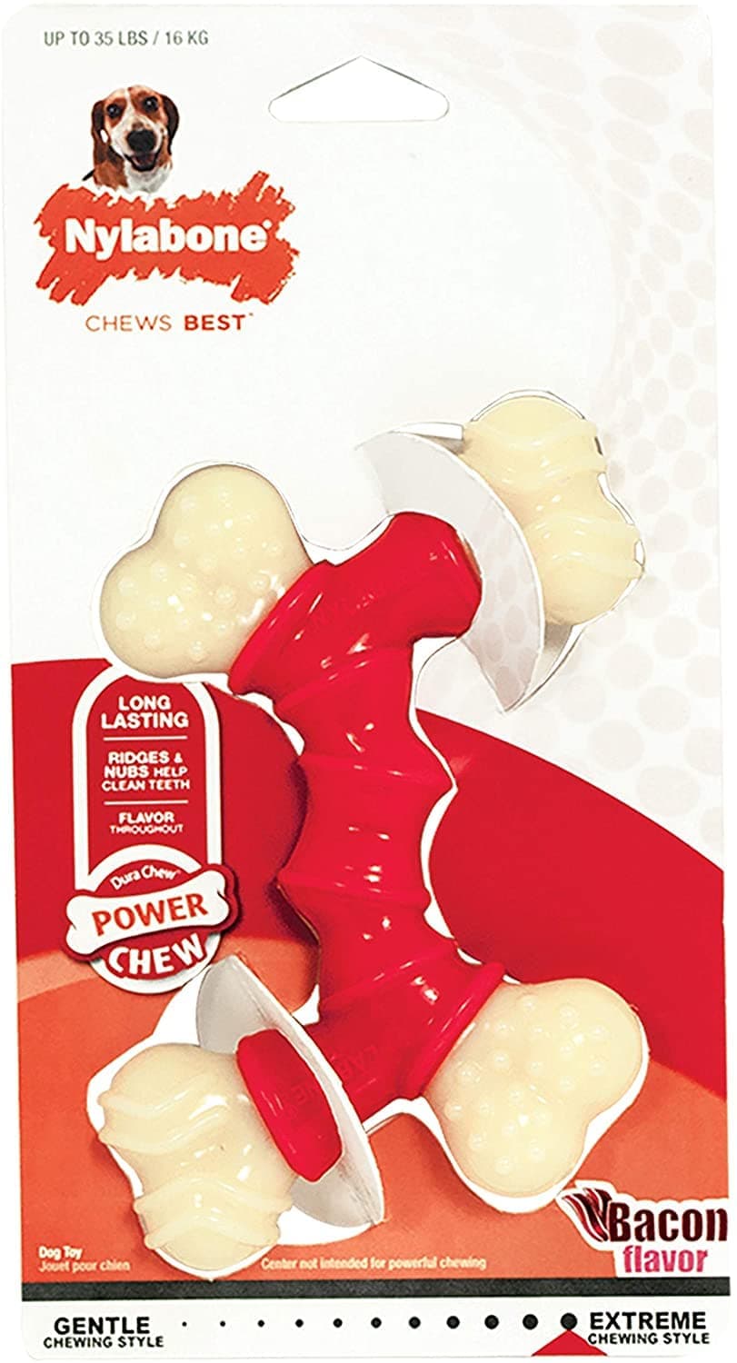 1703917713511162394.jpg Nylabone Power Chew Double Bended Bone Bacon (all Nylon) Petite - Image 1