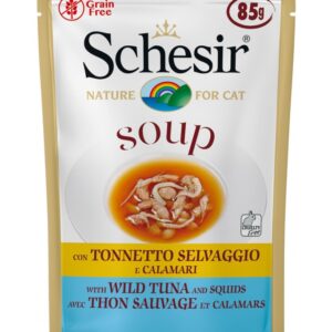 Schesir Cat Wet Soup With Wild Tuna and Squid 85g
