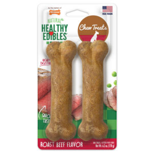 Nylabone Healthy Edibles Longer Lasting Roast Beef 2Ct Card Wolf Edible Treats
