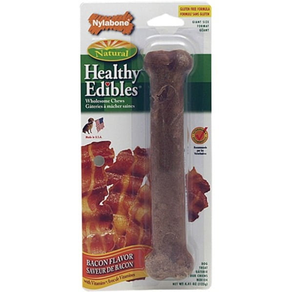 17507540512109779959.jpeg Nylabone Healthy Edibles Longer Lasting Bacon 1Ct Card Wolf Edible Treats - Image 1