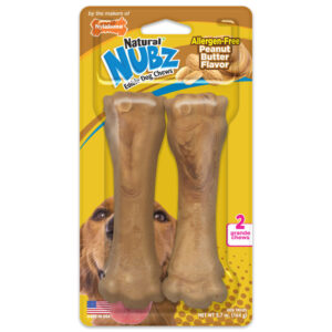 Nylabone Nubz Peanut Butter 2Ct Card (Not In Shelf Tray) Grande Edible Treats