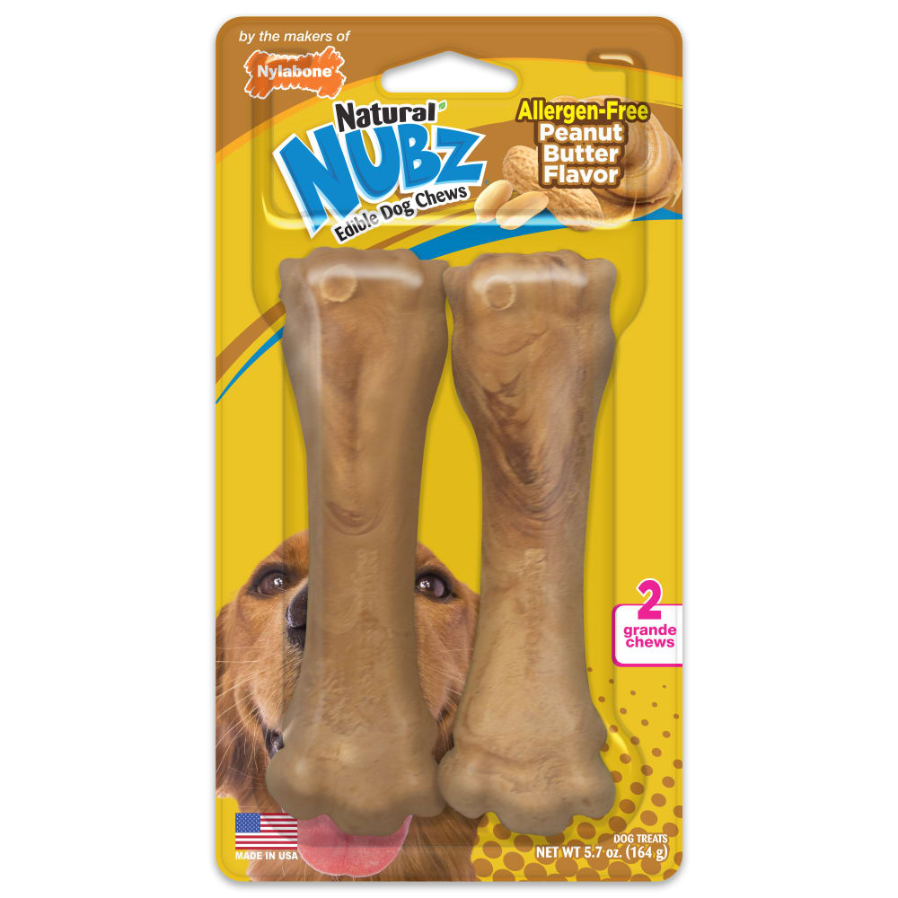 17507540601246872671.jpg Nylabone Nubz Peanut Butter 2Ct Card (Not In Shelf Tray) Grande Edible Treats - Image 1
