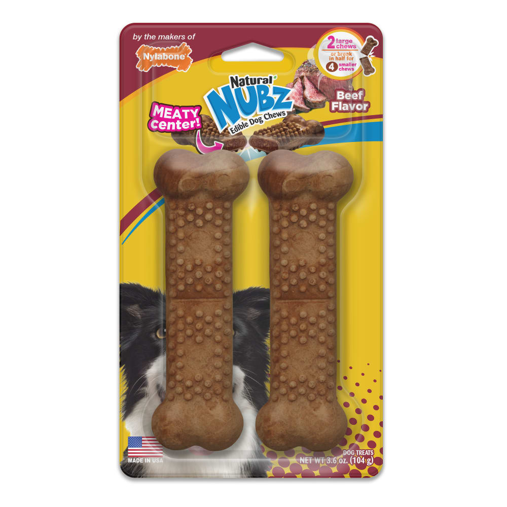 1750754070279062004.jpg Nylabone Nubz Beef With Meaty Center 2Ct Card (In Shelf Tray) (April 2023) Large Edible Treats - Image 1