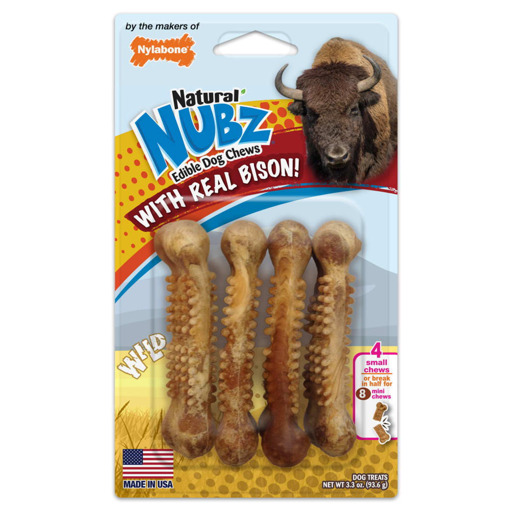 1750754082923864284.jpg Nylabone Nubz Wild Bison 4Ct Card Small Edible Treats - Image 1