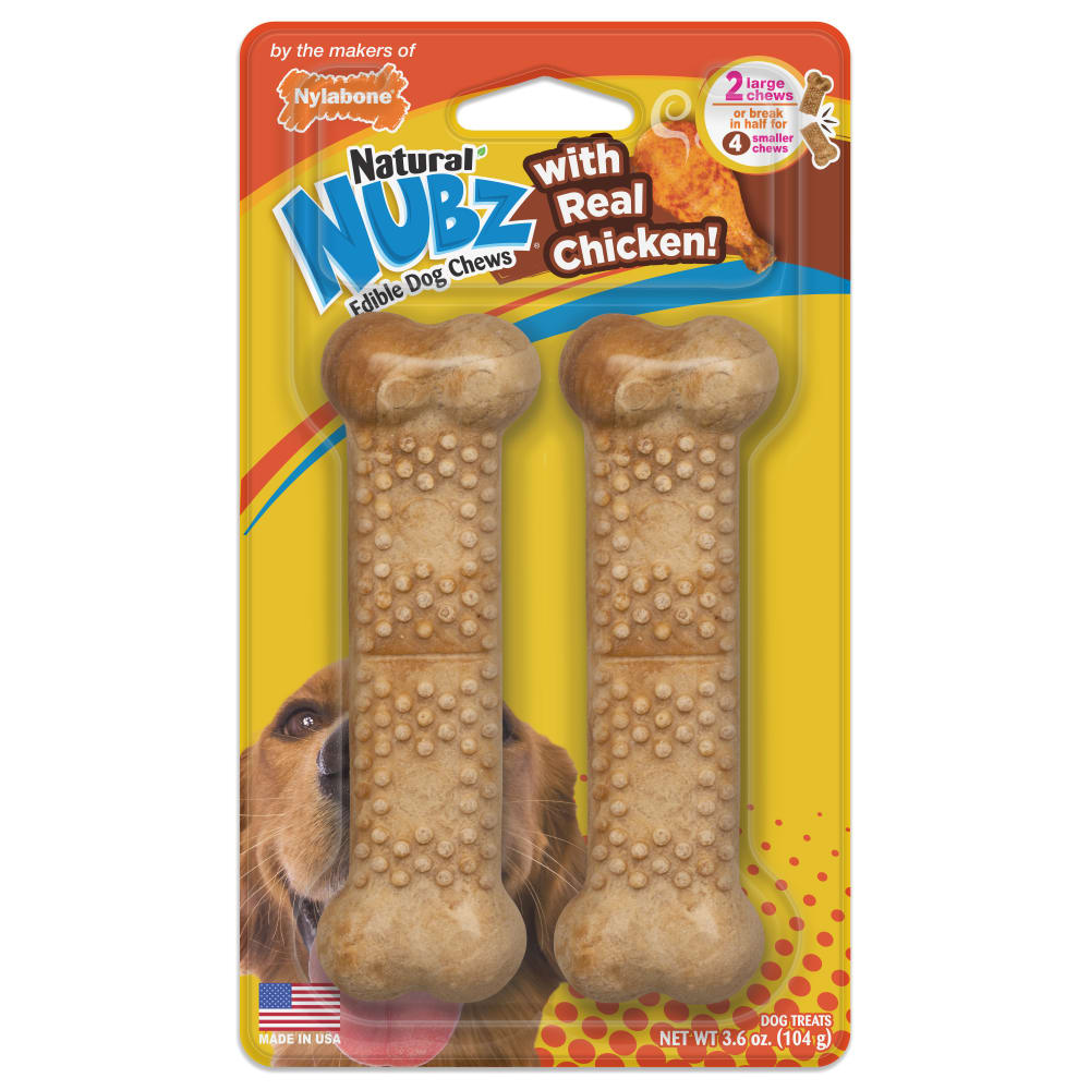 17507540921140892857.jpg Nylabone Nubz Chicken 2Ct Card (In Shelf Tray) Large Edible Treats - Image 1