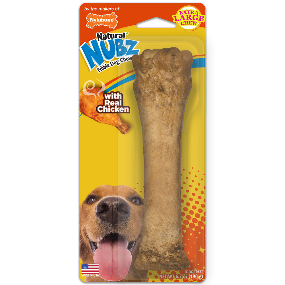 1750754132398914502.jpg Nylabone Nubz Chicken 1Ct Card (In Shelf Tray) Xl Edible Treats - Image 1