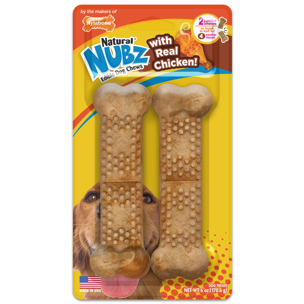 1750754140993540153.jpg Nylabone Nubz Chicken 2Ct Card (In Shelf Tray) Jumbo Edible Treats - Image 1