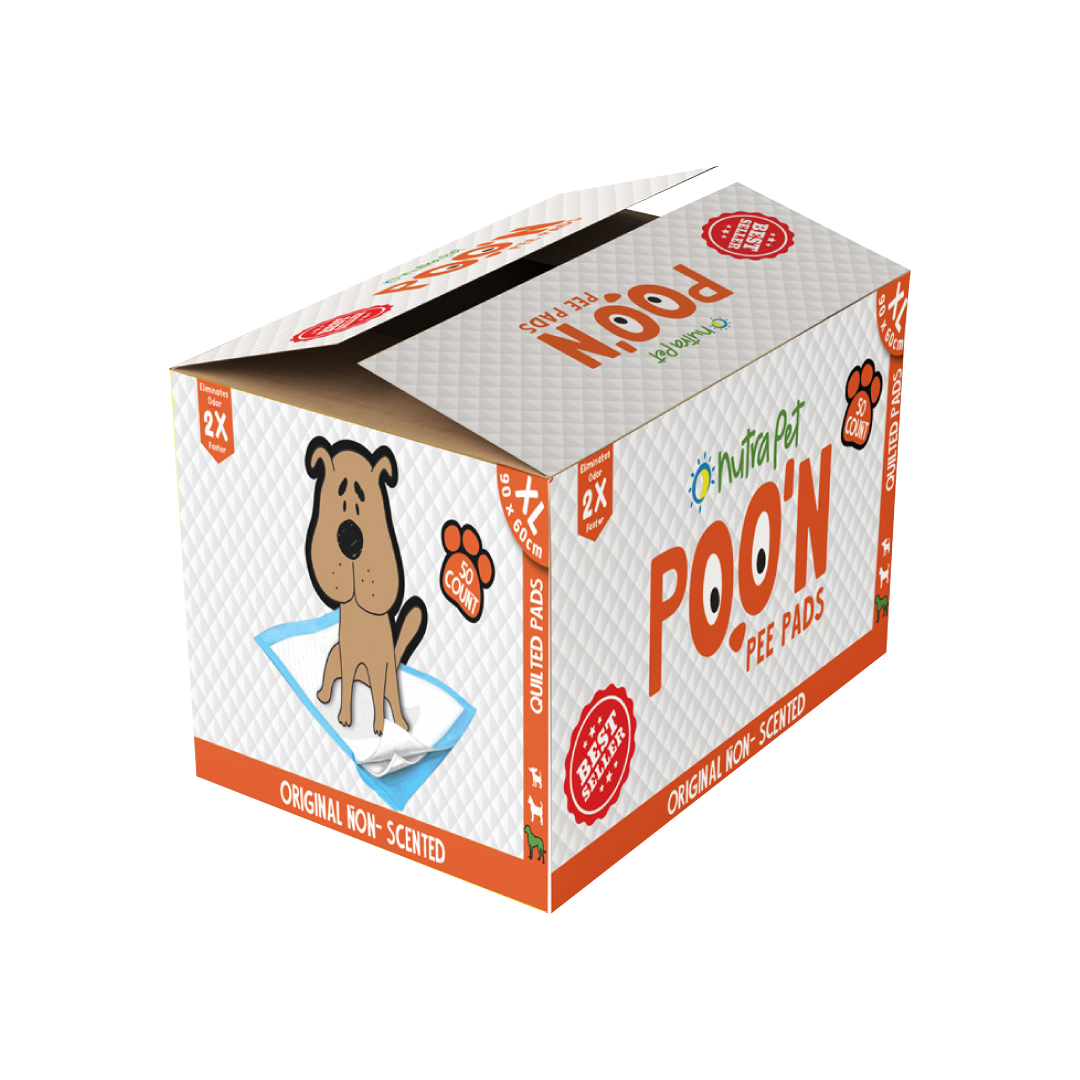 241216-152550.png NutraPet Poo N Pee Pads Original 60 Cms X 60 Cms 5 X Absorption With Floor Mat Stickers - 50 Count LARGE Puppy Pads - Image 1