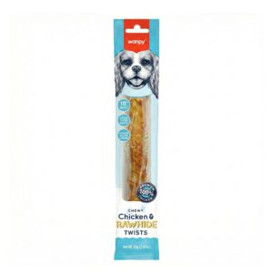 Wanpy Chewy 10â€³ Chicken Jerky & Rawhide Twists 70g