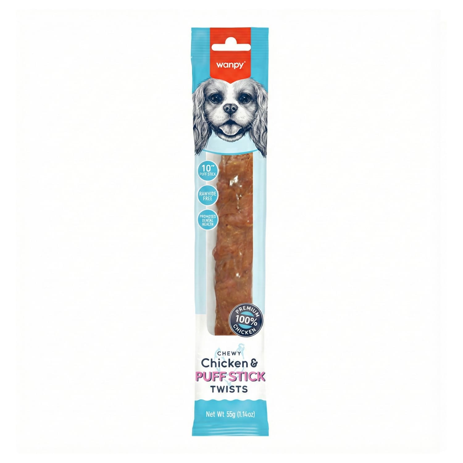 Chicken-Puff-Sticks-Twists-1.jpg Wanpy Chewy 10″ Chicken & Puff Sticks Twists 70g - Image 1