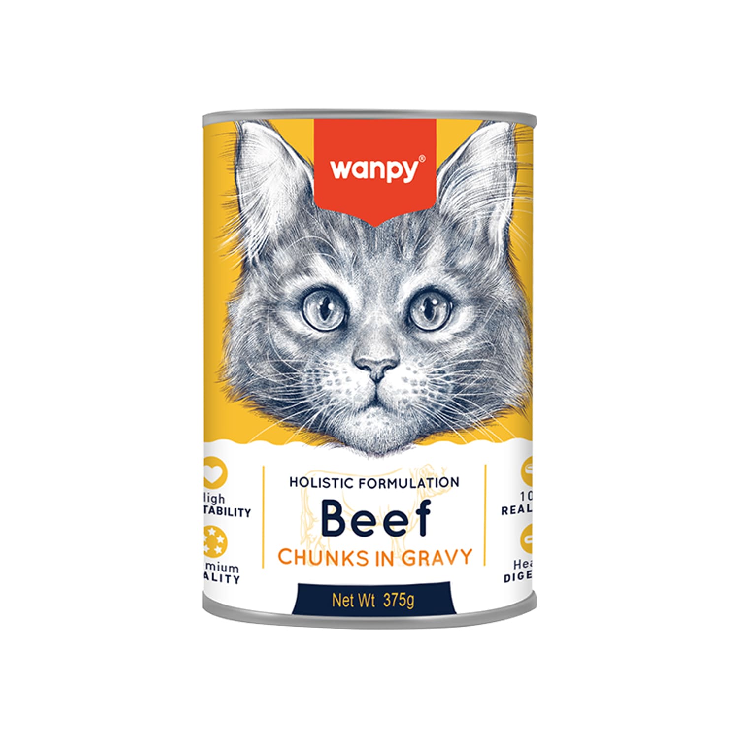 Chunks-In-Gravy-Beef-1.jpg Wanpy Chunks in Gravy Canned Food for Cats Beef 375g - Image 1