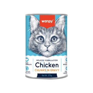 Wanpy Chunks in Gravy Canned Cat Food 375g – Chicken
