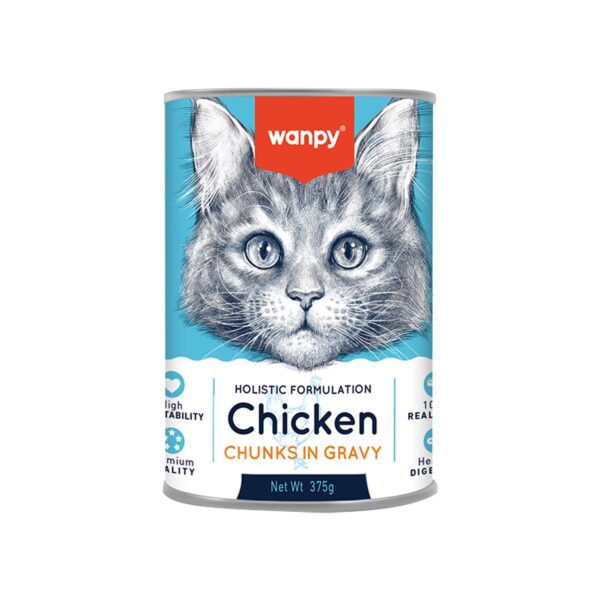 Wanpy Chunks in Gravy Canned Cat Food 375g – Chicken