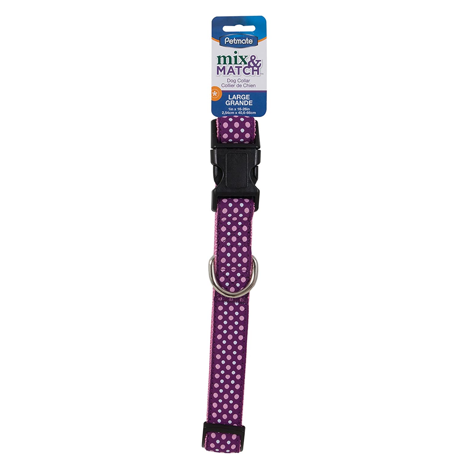 main-1.jpg Petmate Aspen Pet Ribbon Overlay Dog Collar 1"X16-26" Dots Pink - Image 1