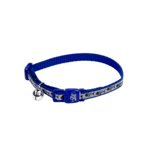 Coastal 3 8 Safe Cat Lazer Black Reflective Adj. Break Away Collar Blue Fish Bone