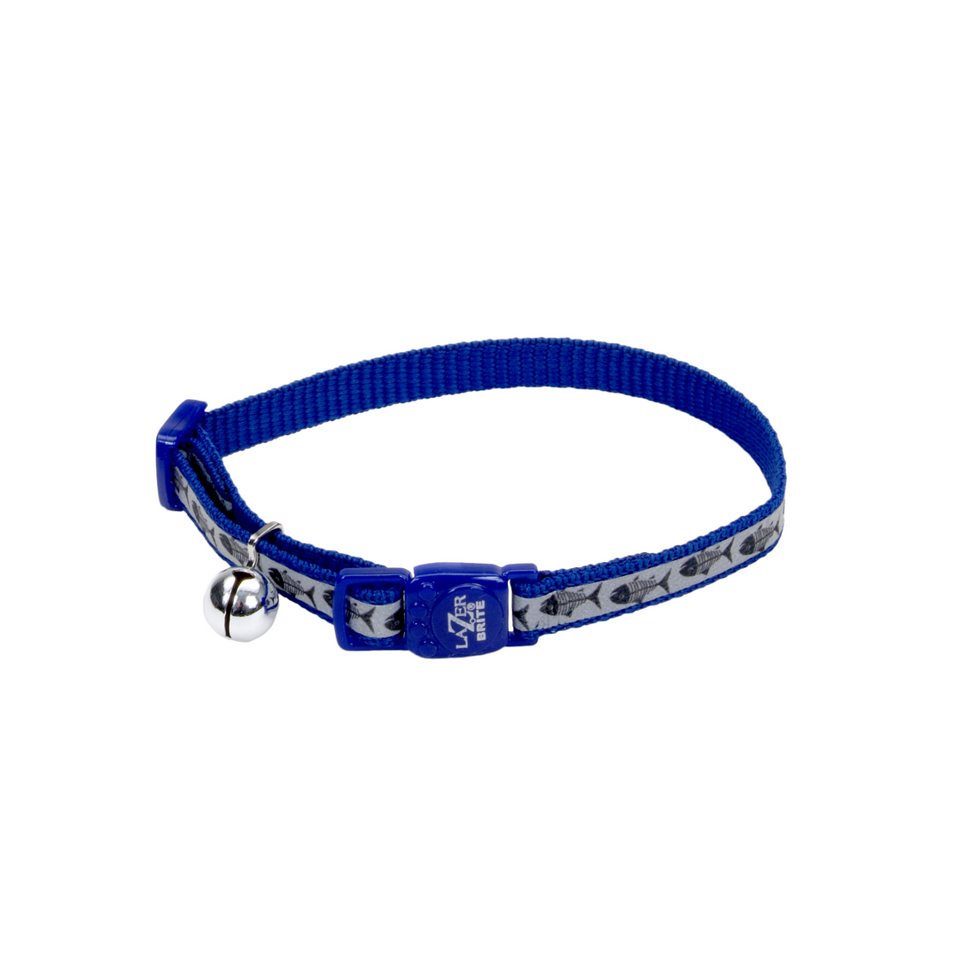 main-1069.jpg Coastal 3 8 Safe Cat Lazer Black Reflective Adj. Break Away Collar Blue Fish Bone - Image 1
