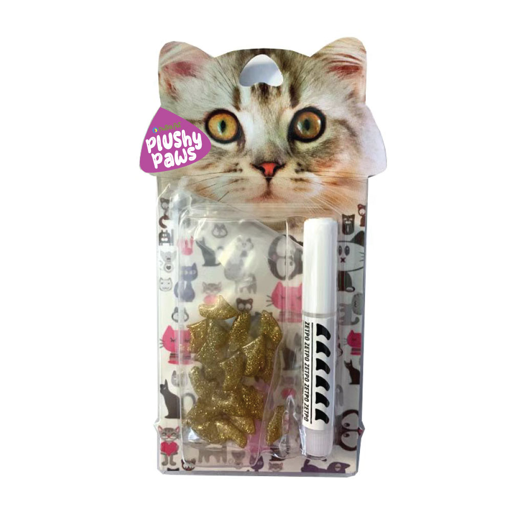 main-14.jpg NutraPet Plushy Paws Nail Caps Laser Gold Glitter #72 Medium - Image 1