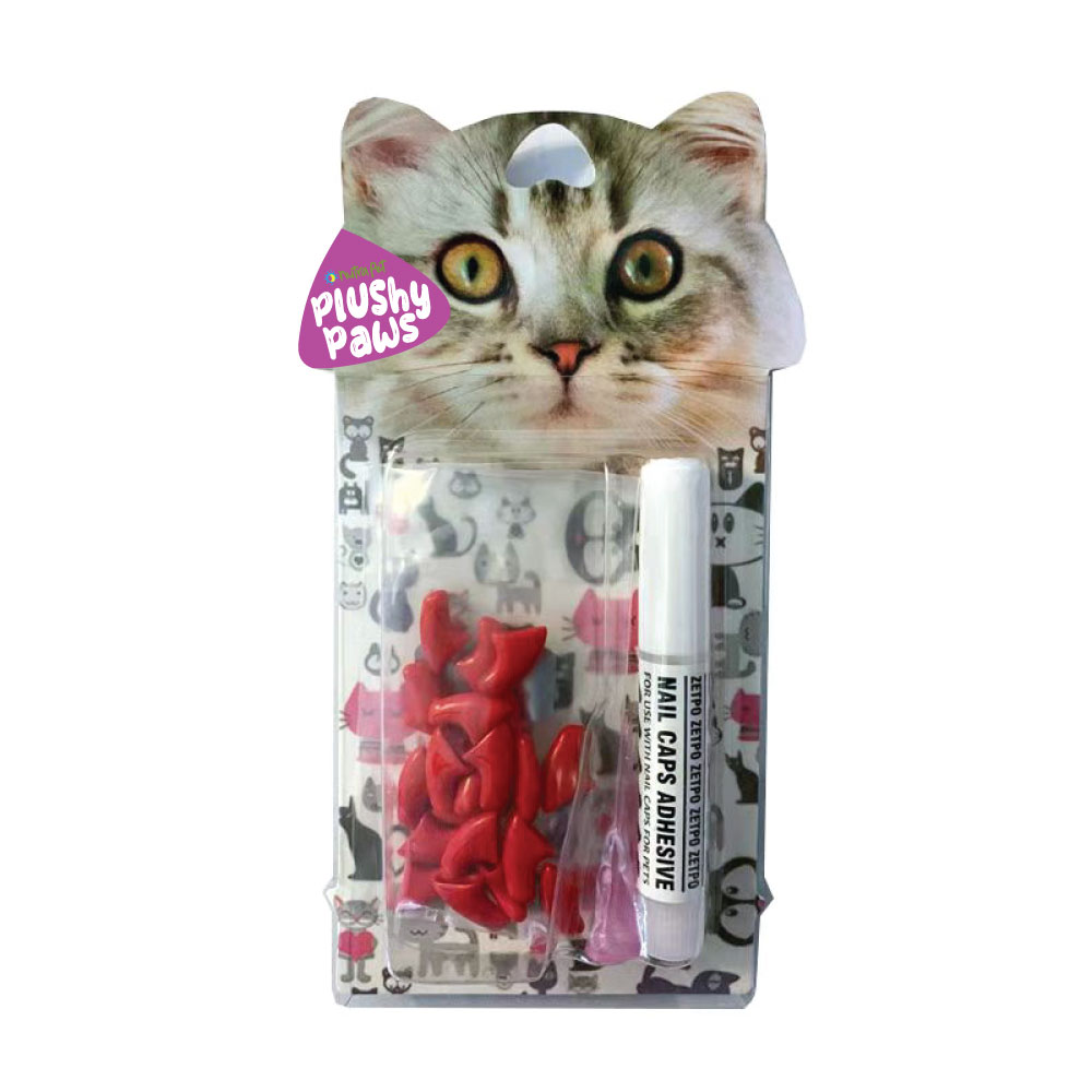 main-185.jpg NutraPet Plushy Paws Nail Caps Red #4 Large - Image 1