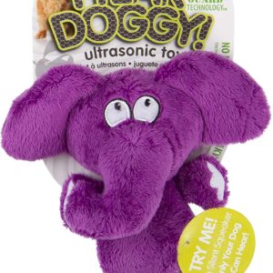 HEAR DOGGY Mini Flattie Elephant with Chew Guard Technology and Silent Squeak Tech Plush Dog Toy