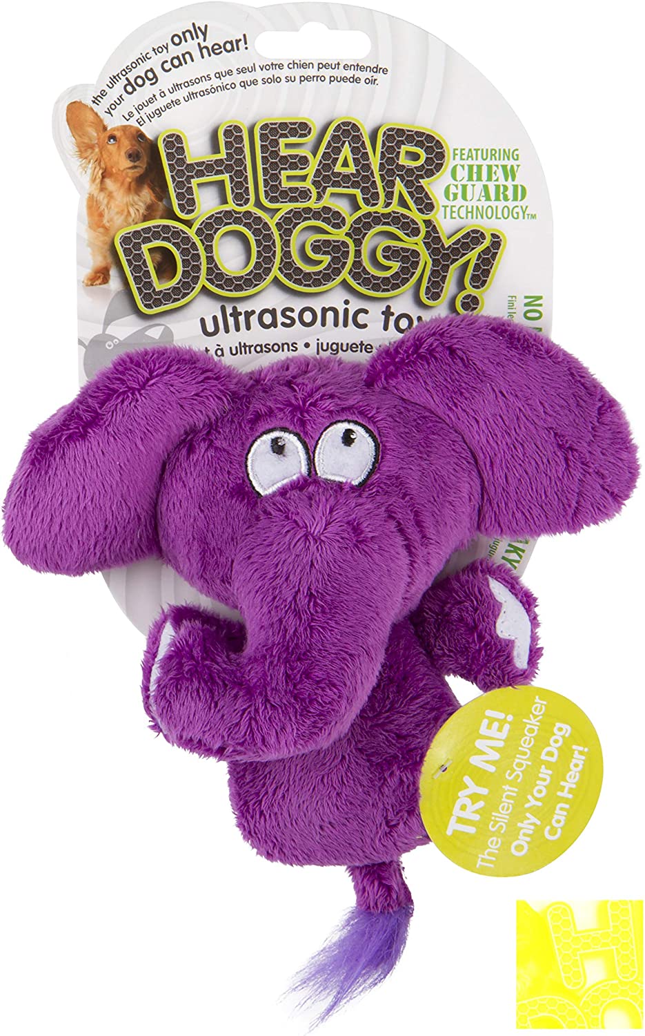 main-246.jpg HEAR DOGGY Mini Flattie Elephant with Chew Guard Technology and Silent Squeak Tech Plush Dog Toy - Image 1