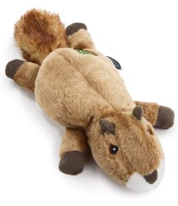 goDog Flatz Squirrel with Chew Guard Technology Durable Plush Squeaker Dog Toy