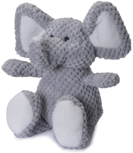 goDog Checkers Elephant with Chew Guard Technology, Durable Plush Squeaker Dog Toy, Gray, Large