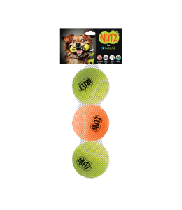 NutraPet Nutz Tennis Balls 2 Non Squeaker & 1 Squeaker - Medium 2.5in