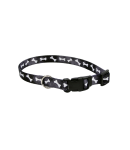 Coastal 3 andAttire Dog Collar Black Bone Small Med