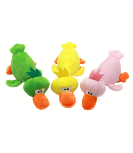 Plush Pet Squeakz Duck Family ( Green/Pink/Yellow) Dog Toy - 10 x 19cm(1pc)