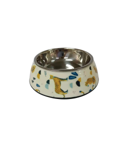 NutraPet Applique Melamine Round Bowl Camel White L:22 * 7.5 cms 700/23.6 ml/oz