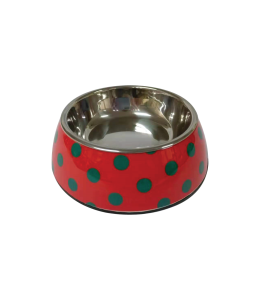 NutraPet Applique Melamine Round Bowl Red & Blue Polka L:22 * 7.5 cms 700/23.6 ml/oz