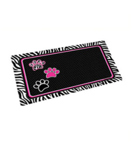 Dry Mate Pet Place Mate Dogs/Cats Black With 3 Paws / Zebra Border 12 X 20 Inches