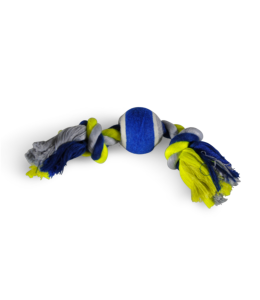 Vadigran Cotton rope 2 knots + tennisball blue-yellow 26cm