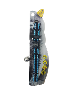 Swooosh Cats on a Runway nylon two-color reflective safe collar C-10mm 18/28cm blue