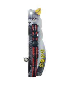 Swooosh Cats on a Runway nylon two-color reflective safe collar C-10mm 18/28cm red