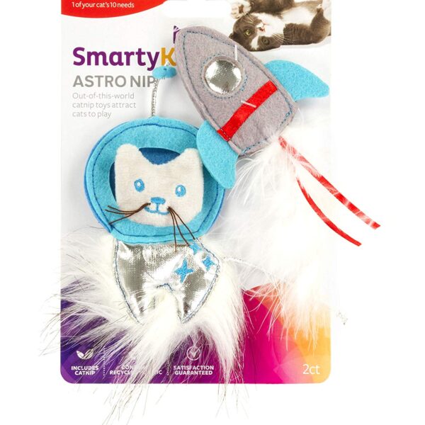 SmartyKatÂ® Astro Nipâ„¢ SpaceKat & Rocket 2 Piece Cat Toy with Feathers and Faux Fur
