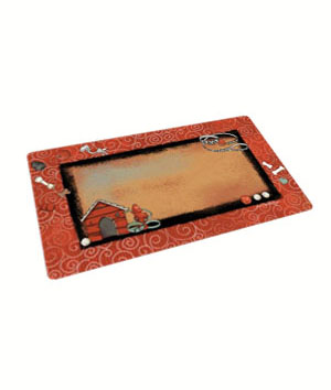 main-31.jpg Dry Mate Pet Place Mate Dogs Rust Stipe Border / White Dog House 16 X 28 Inches - Image 1