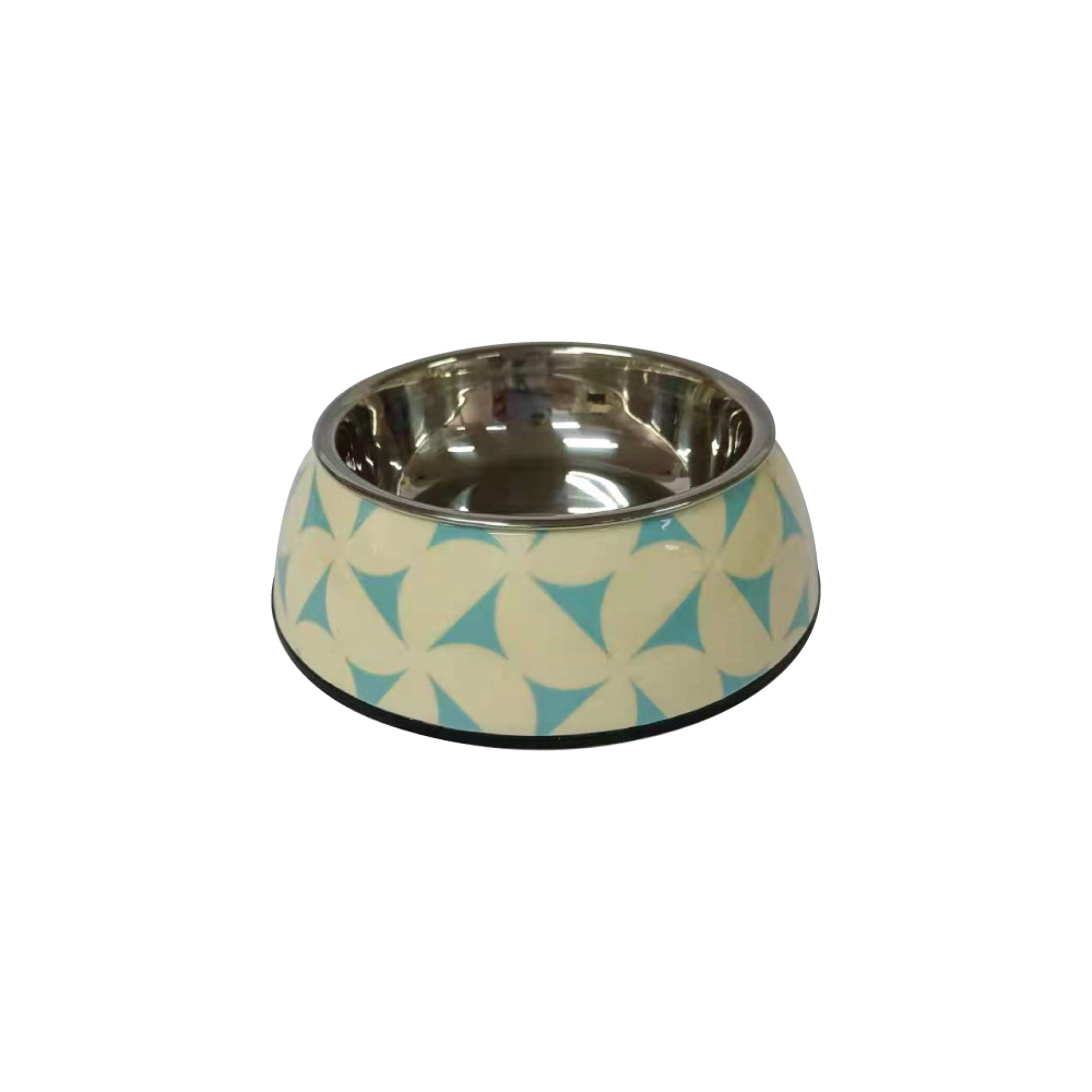 main-32.png NutraPet Applique Melamine Round Bowl Blue & Jasmine M:17.5 * 6.5 cms 350/11.8 ml/oz - Image 1