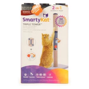 SmartyKatÂ® Triple Towerâ„¢ Carpeted Cat Scratch Post